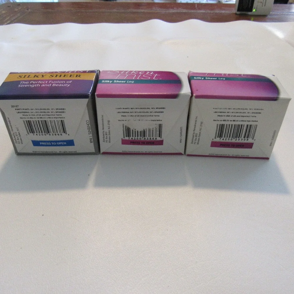 Leggs Silken Mist Pantyhose Control Top Queen Size Sun Beige Black Mist Lot of 3